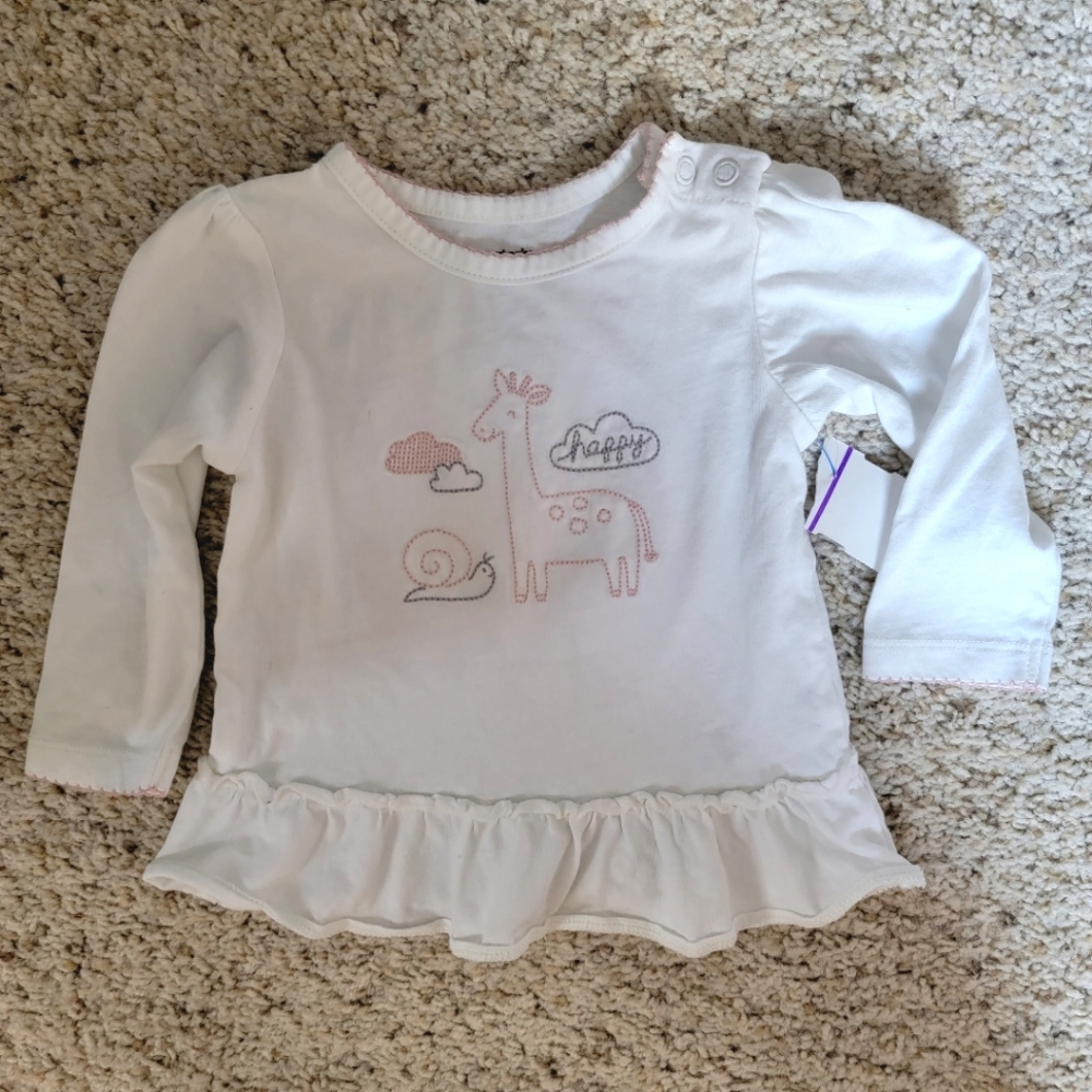 Carter's happy giraffe snail and clouds tee